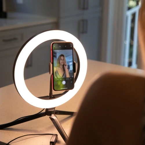 12 inch Multi White LED Ring Light, Clip-on Phone Mount, Live Videos, Vlogging - Image 3
