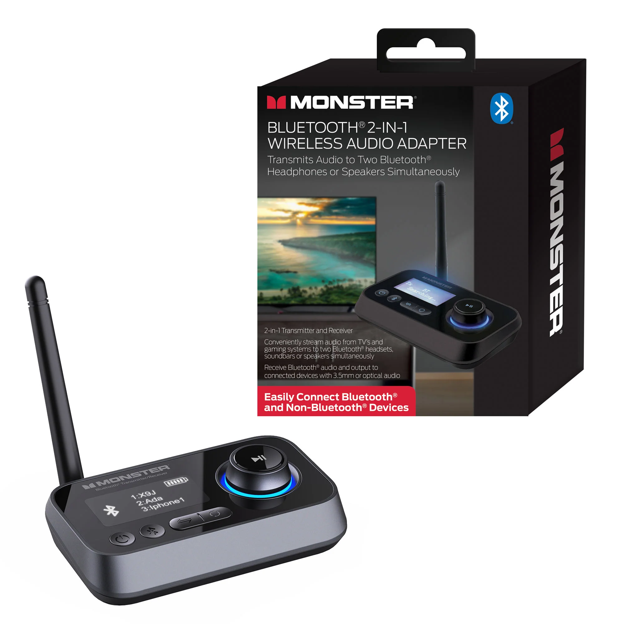 2 In 1 Bluetooth TV Transmitter Receiver, Make Non-Bluetooth Items Bluetooth