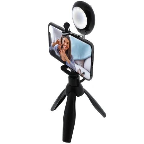 2-in-1 Dimmable Selfie Light Mount, Handheld or Fixed Tripod, 3 White Settings - Image 5