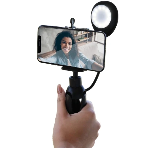 2-in-1 Dimmable Selfie Light Mount, Handheld or Fixed Tripod, 3 White Settings - Image 7