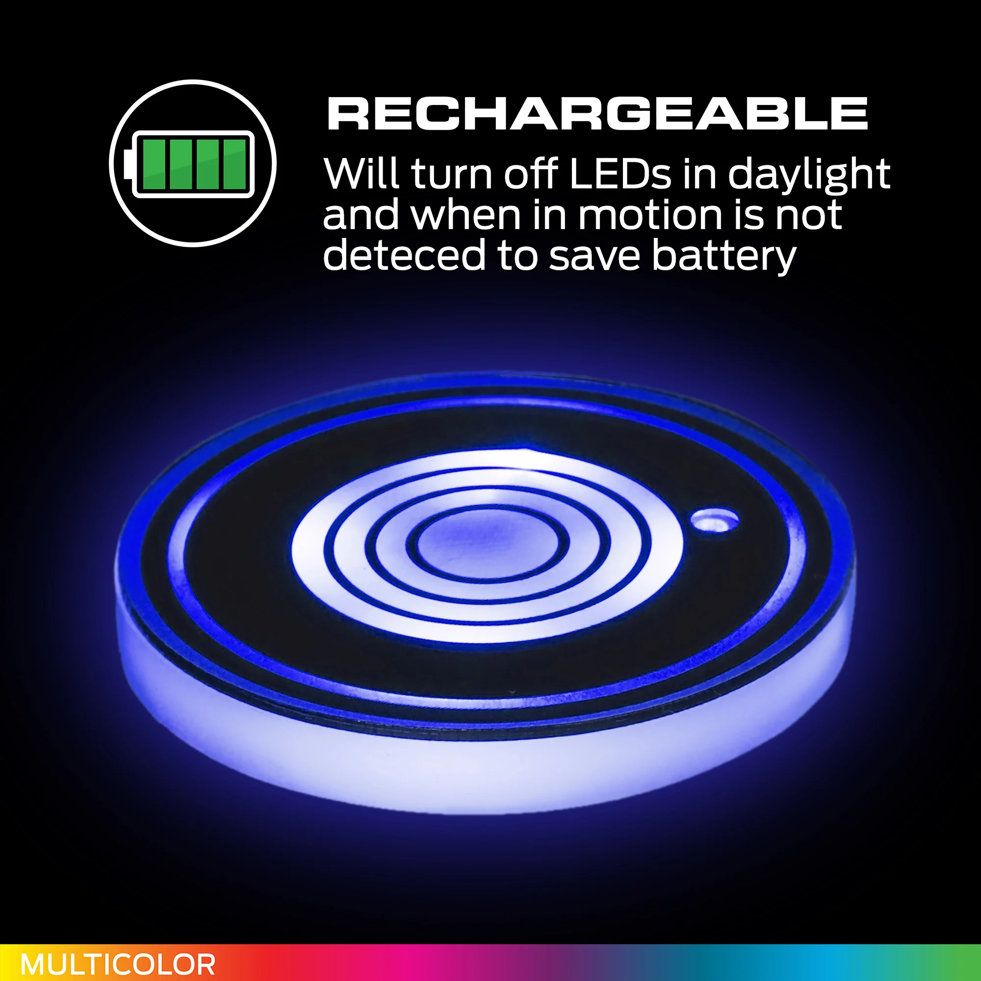 2 pack Multi-Color LED Cup Holder Sensor Lights, Coaster Rechargeable - Image 4