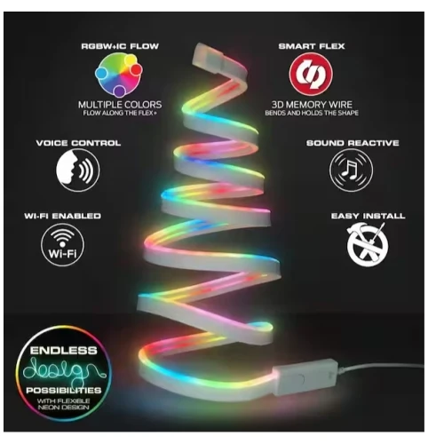 2pk 6.5ft Custom Neon Flex LED Light Strip and 3D Memory Wire Core, Shapes-it and Build Words - Image 2