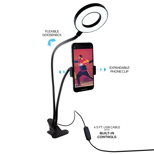 3.5 inch Multi White LED Ring Light, Clip-on Phone Mount for Vlogging - Image 5