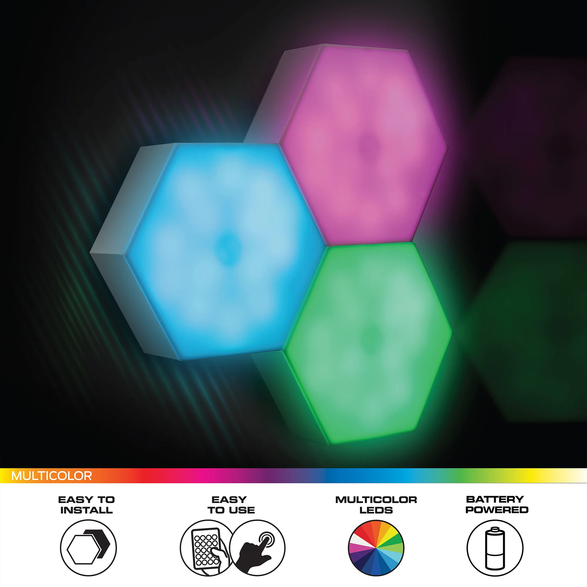 3-Pack Multi-Color LED Touch Light, 4 Unique Color-Changing Modes - Image 3