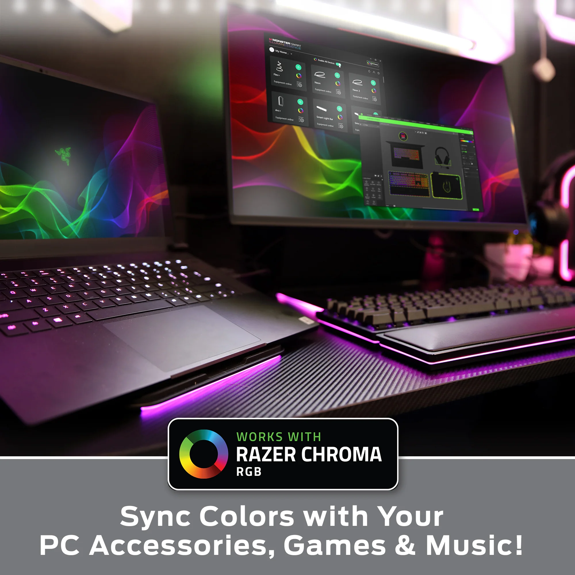 Smart Sound Reactive Color Flow Indoor LED Light Strip, Razer Chroma - Image 5