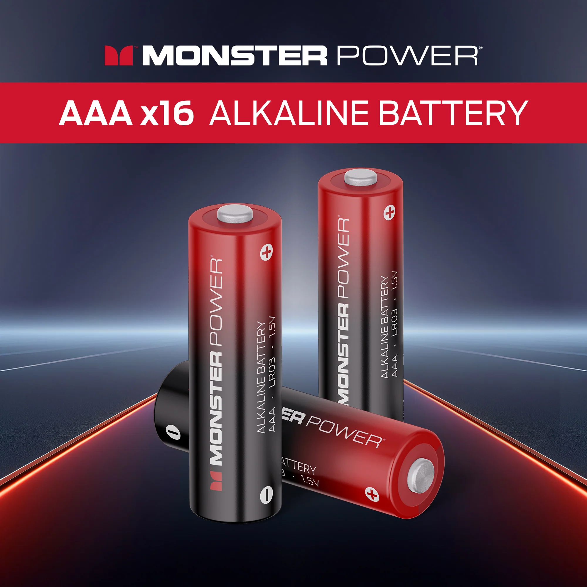 Monster Power 16 AAA Alkaline Batteries, 1.5V LR03 Triple A Battery, Long-Lasting Leak-Resistant Power for Remotes, Toys, Flashlights & Wireless Devices - Image 4