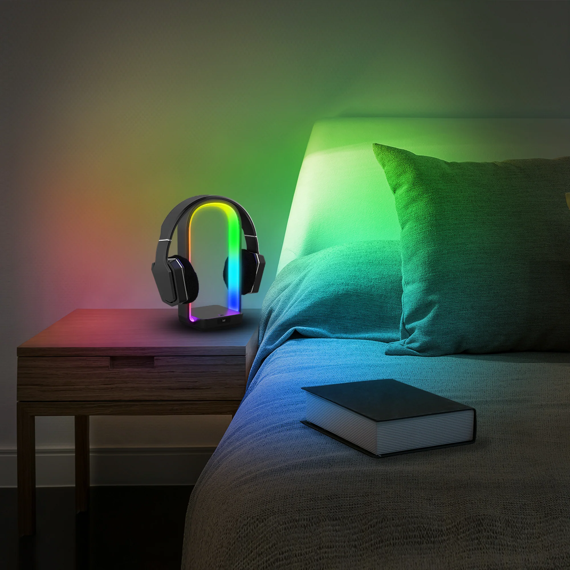 Wireless 10W Sound Reactive LED Arc Light Lamp Charging Station, Remote Control - Image 3