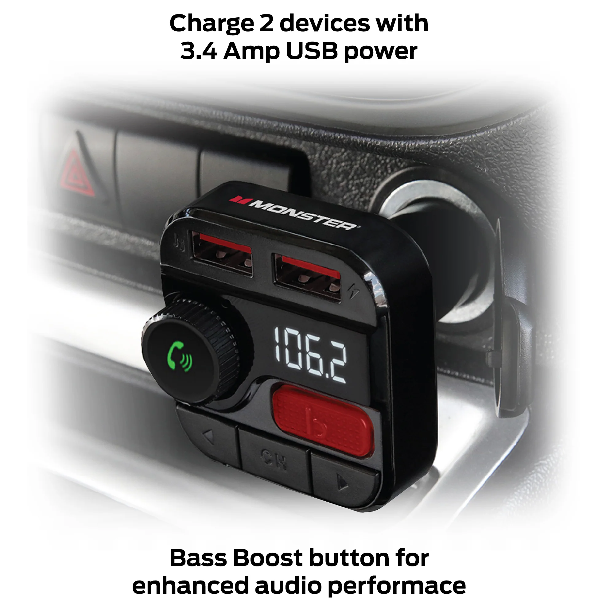 Bluetooth FM Transmitter with 3.4 Amp Charging Ports - Image 4