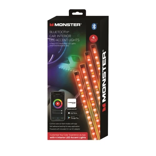 4-Pack Bluetooth Multicolor Car Interior LED Accent Lights - Image 6