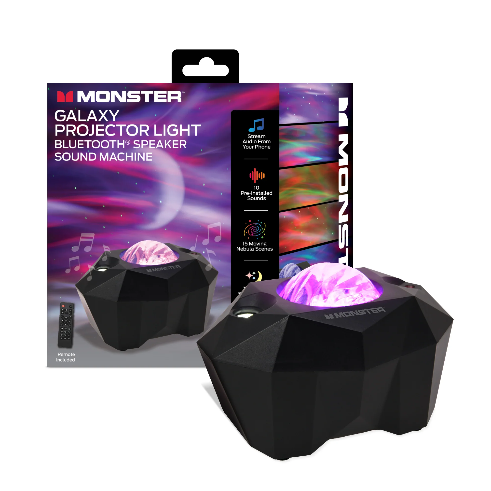 Monster Black Galaxy Light Projector & Bluetooth Sound Machine (10 Sounds)