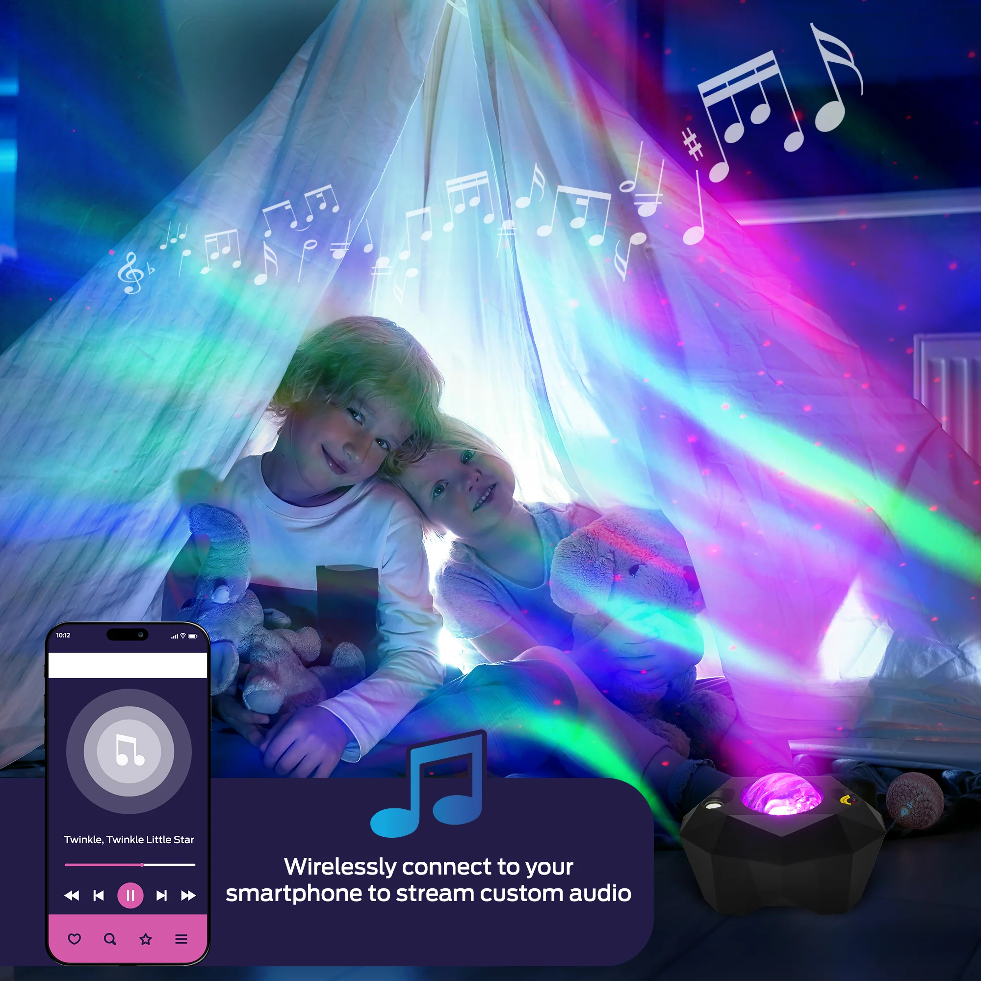 Monster Black Galaxy Light Projector & Bluetooth Sound Machine (10 Sounds) - Image 2