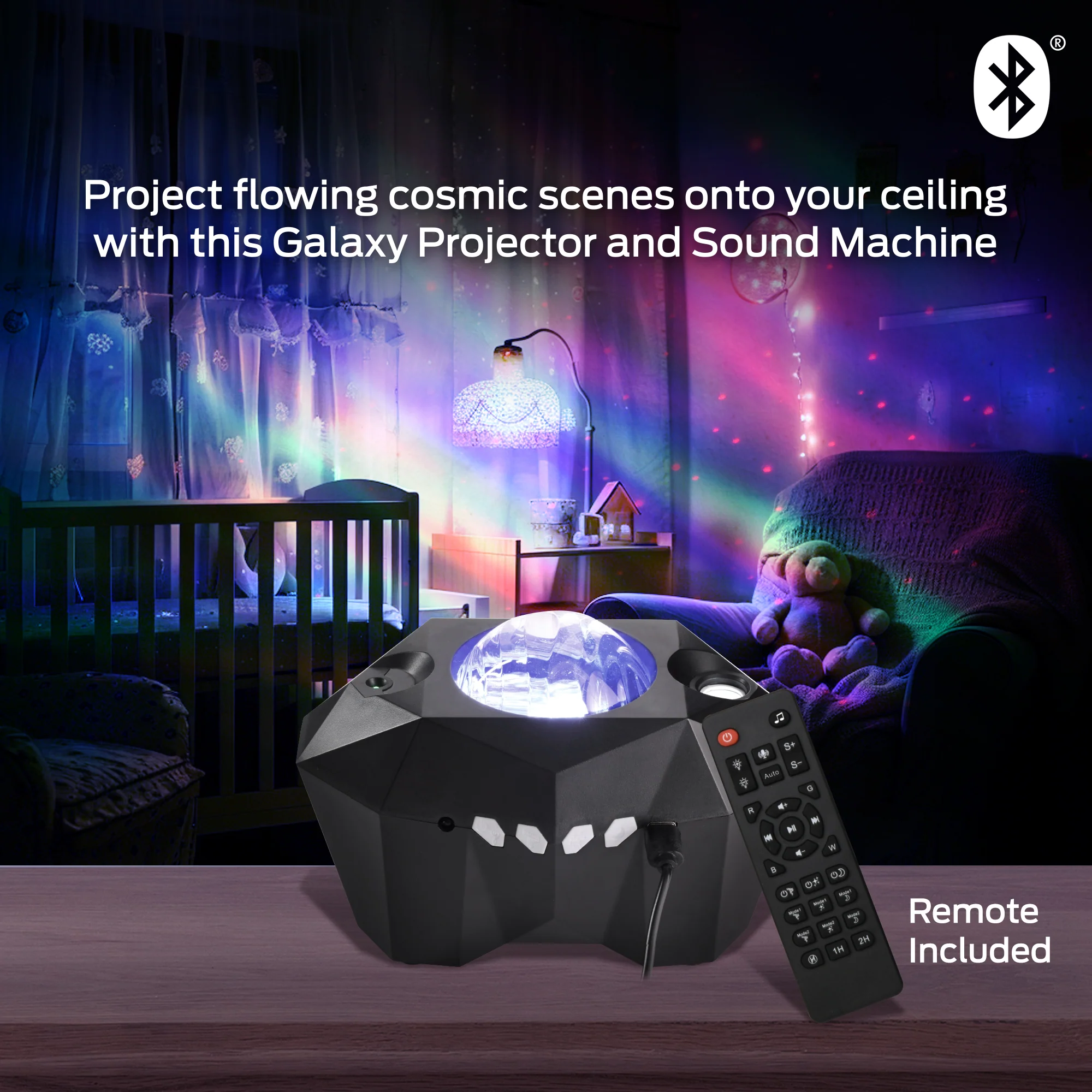 Monster Black Galaxy Light Projector & Bluetooth Sound Machine (10 Sounds) - Image 5