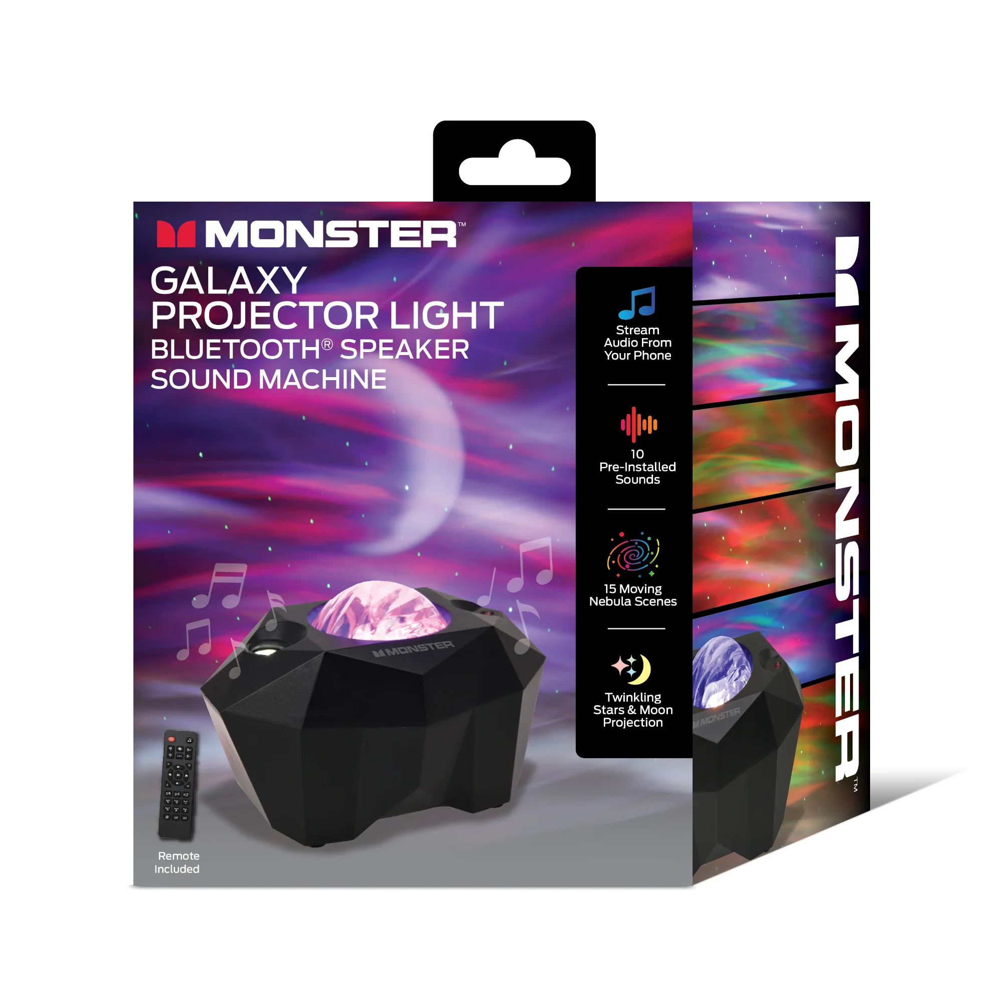 Monster Black Galaxy Light Projector & Bluetooth Sound Machine (10 Sounds) - Image 8