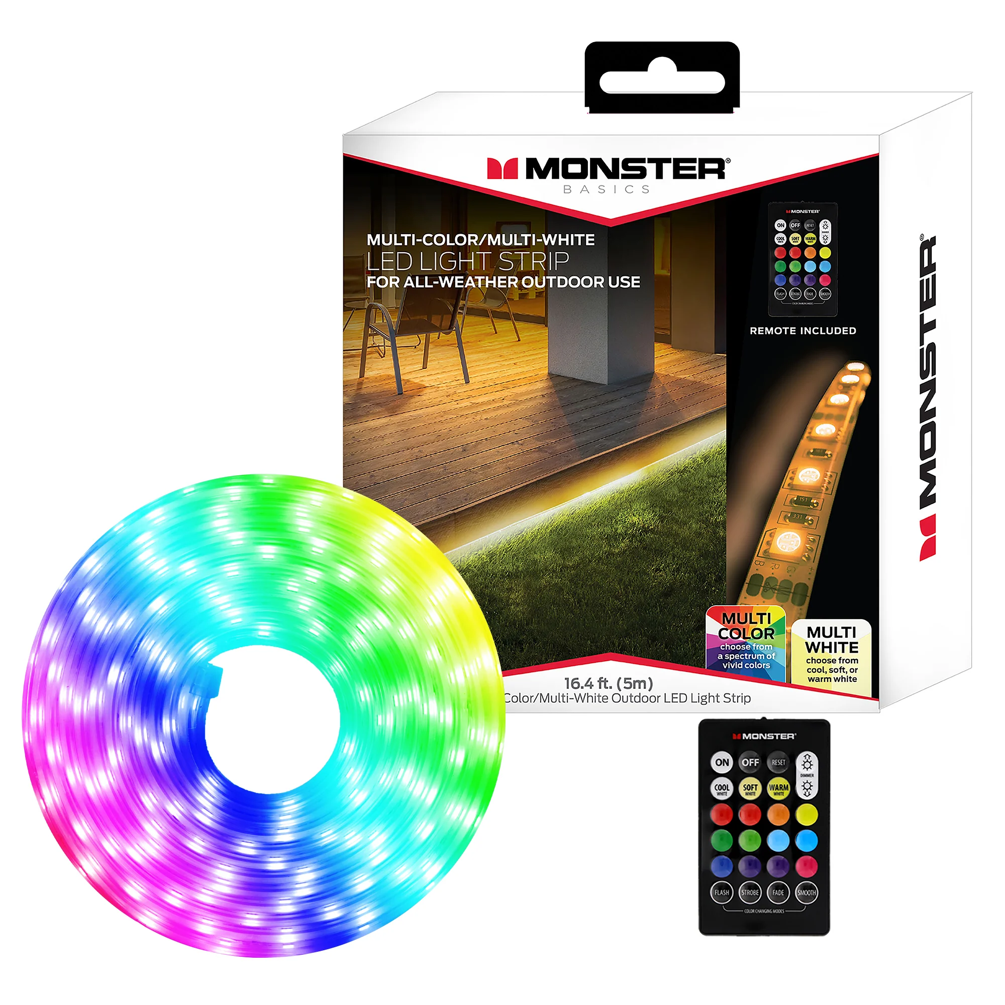 Outdoor 16.4 ft Multi-Color LED Light Strip, Multi-White, IP66 Weather & Water Resistant - Image 8