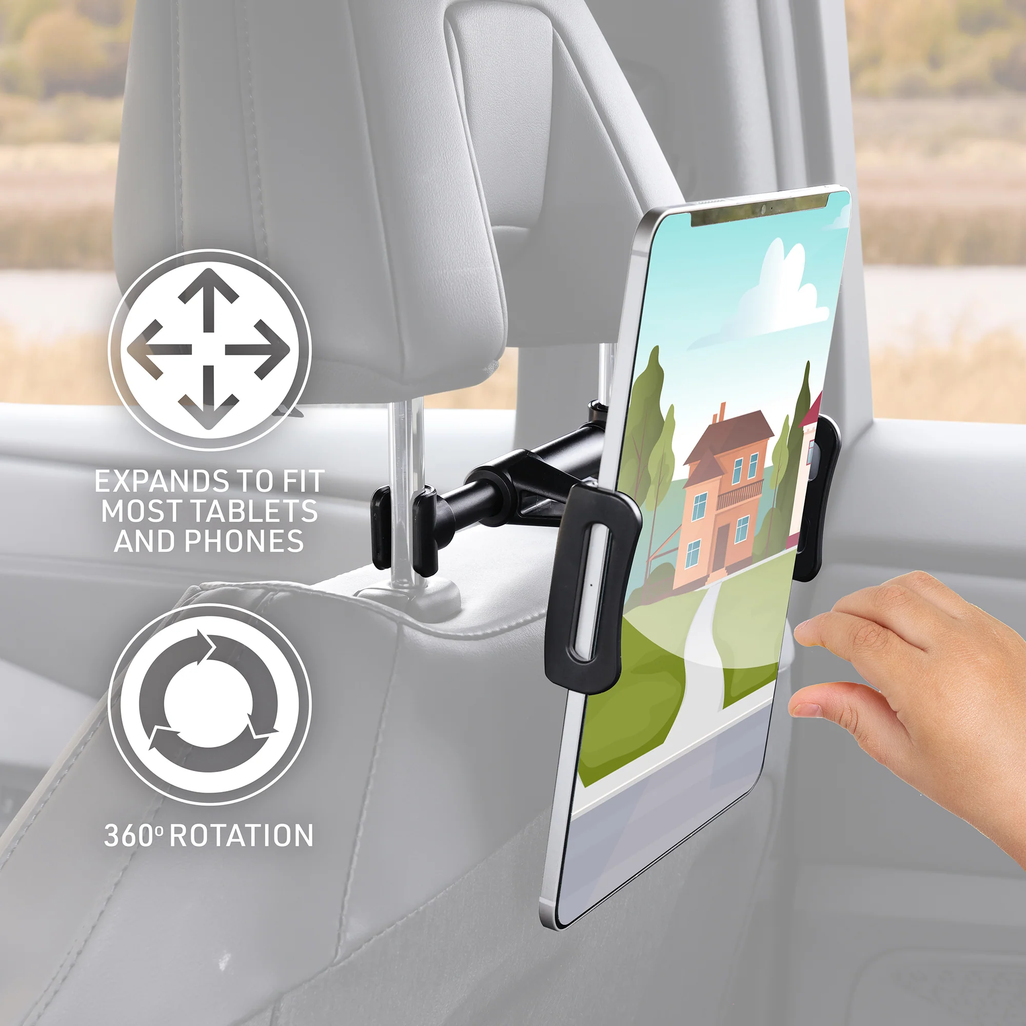 2 pack Universal Backseat Headrest Tablet Mount - Keep Passengers Entertained on the Go! - Image 2