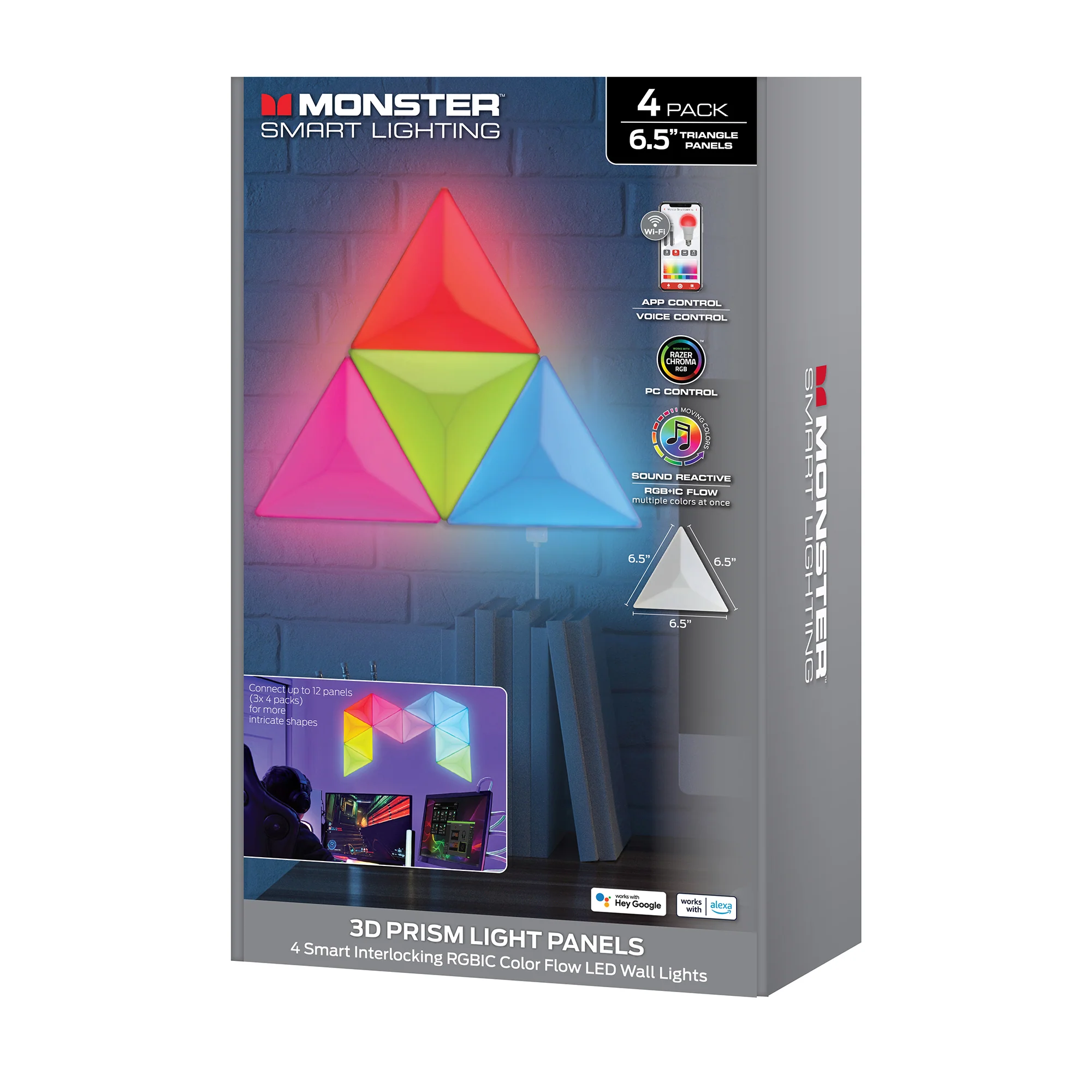 3D Prism 4-Pack Interlocking RGBIC LED Wall Lights, Music Sync, Voice & App Control - Image 10