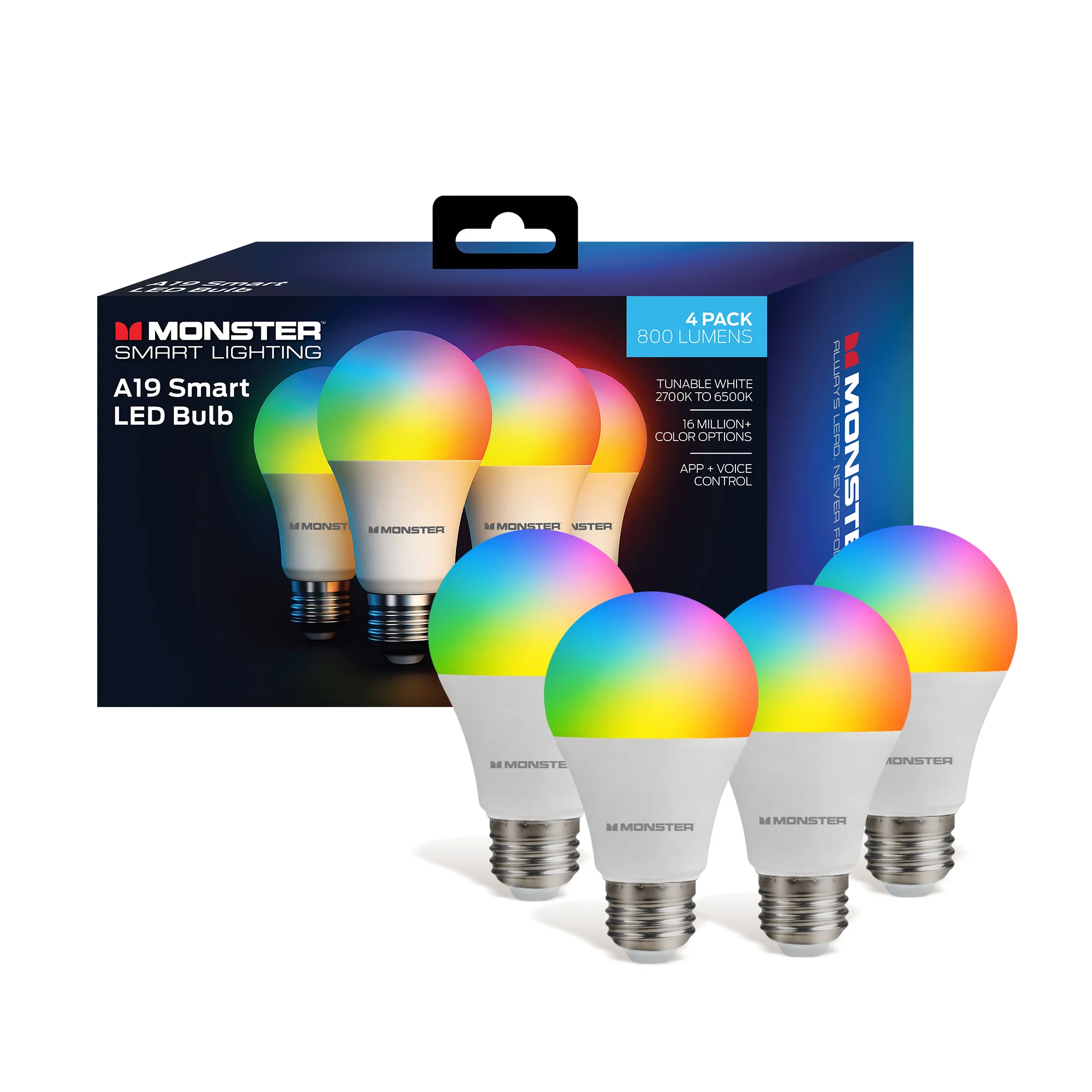 MN SMT RGB+CCT A19E26Bulb 4pk