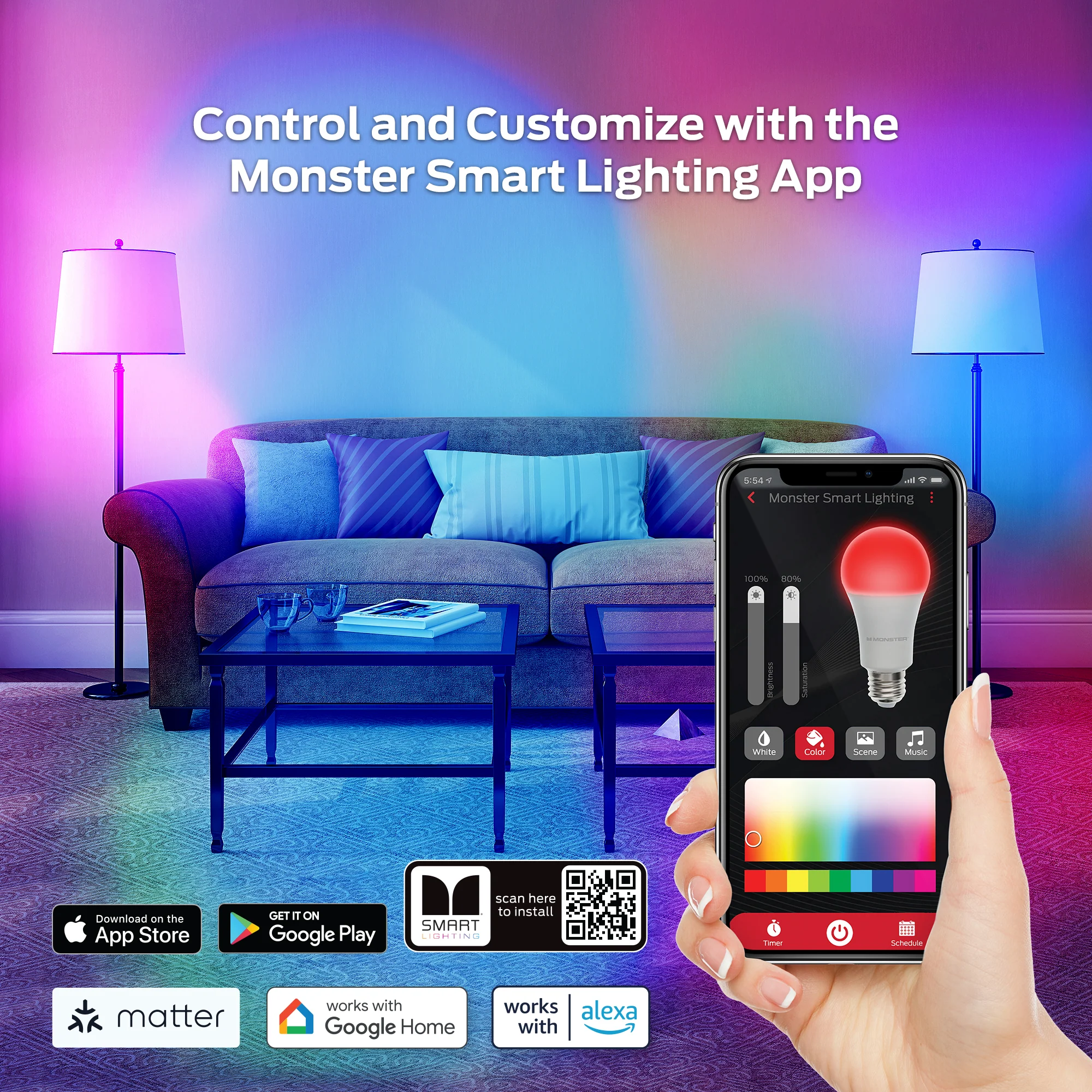 MN SMT RGB+CCT A19E26Bulb 4pk - Image 3