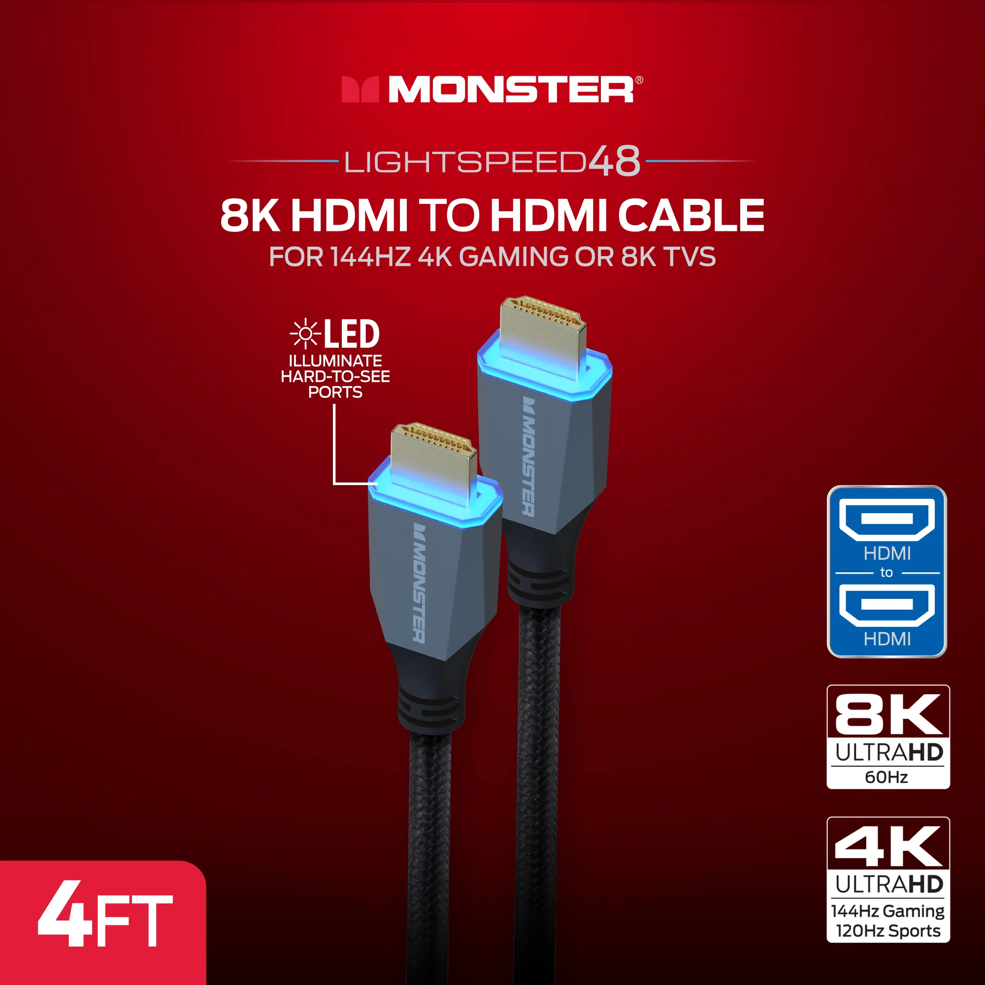 Monster 8K HDMI Cable 4ft - Image 3
