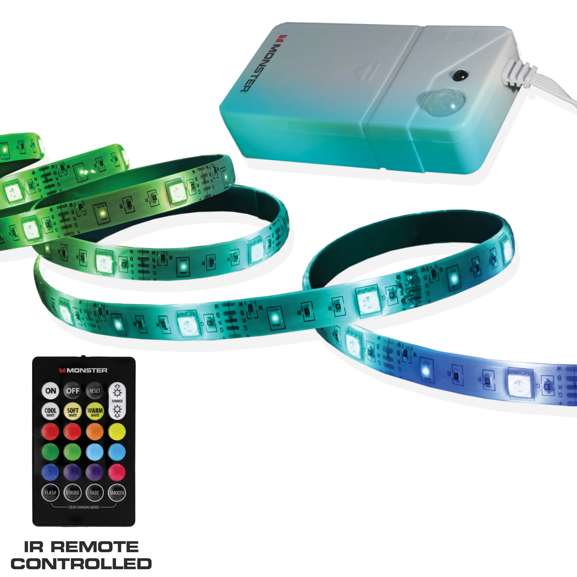 Motion Activated 6.5ft Multi-Color LED Light Strip, Multi-White Remote Control - Image 6