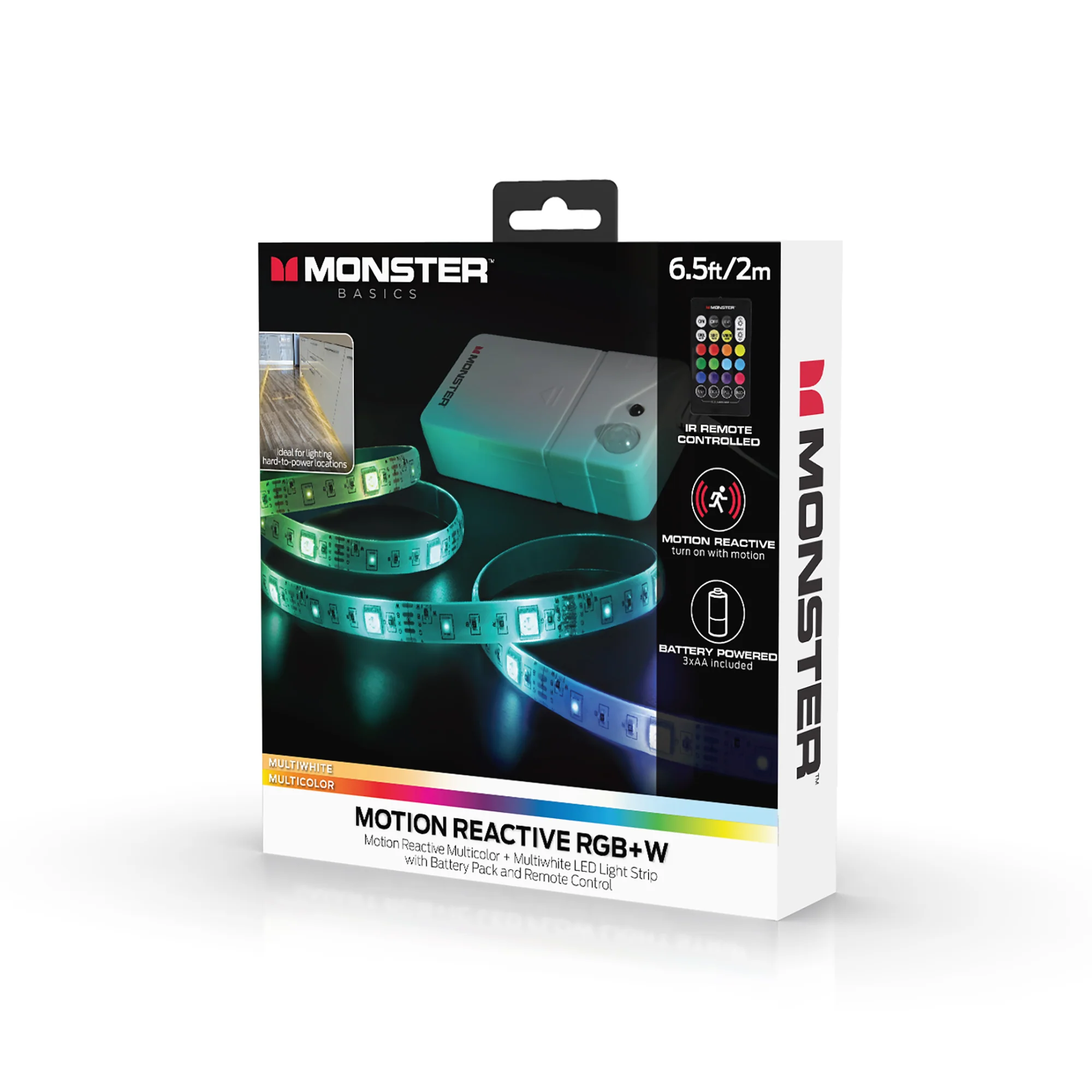 Motion Activated 6.5ft Multi-Color LED Light Strip, Multi-White Remote Control - Image 7