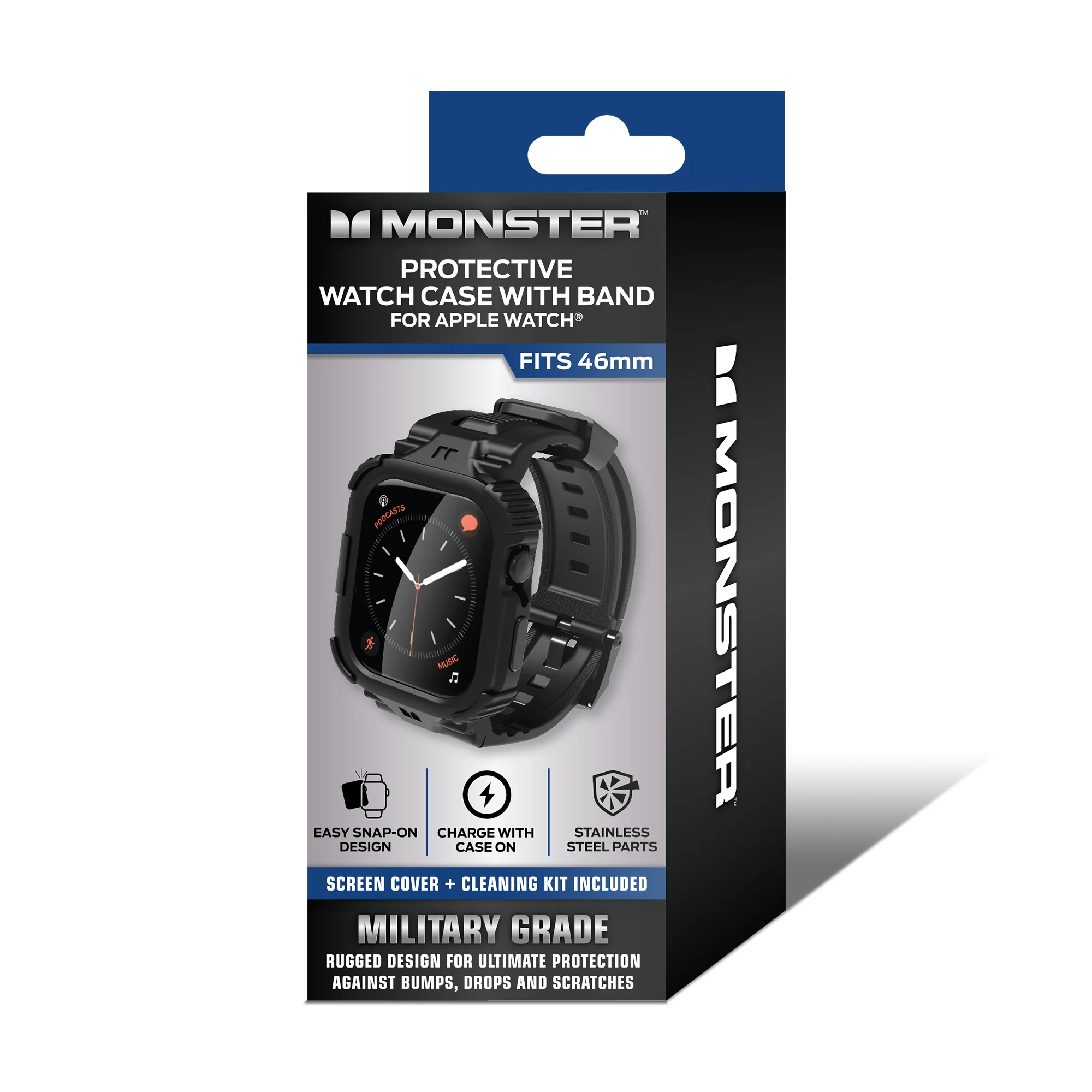 Rugged 46mm Watch Band with Screen Protector and Raised Bezel for Drop Protection - Military Grade Case - Image 9