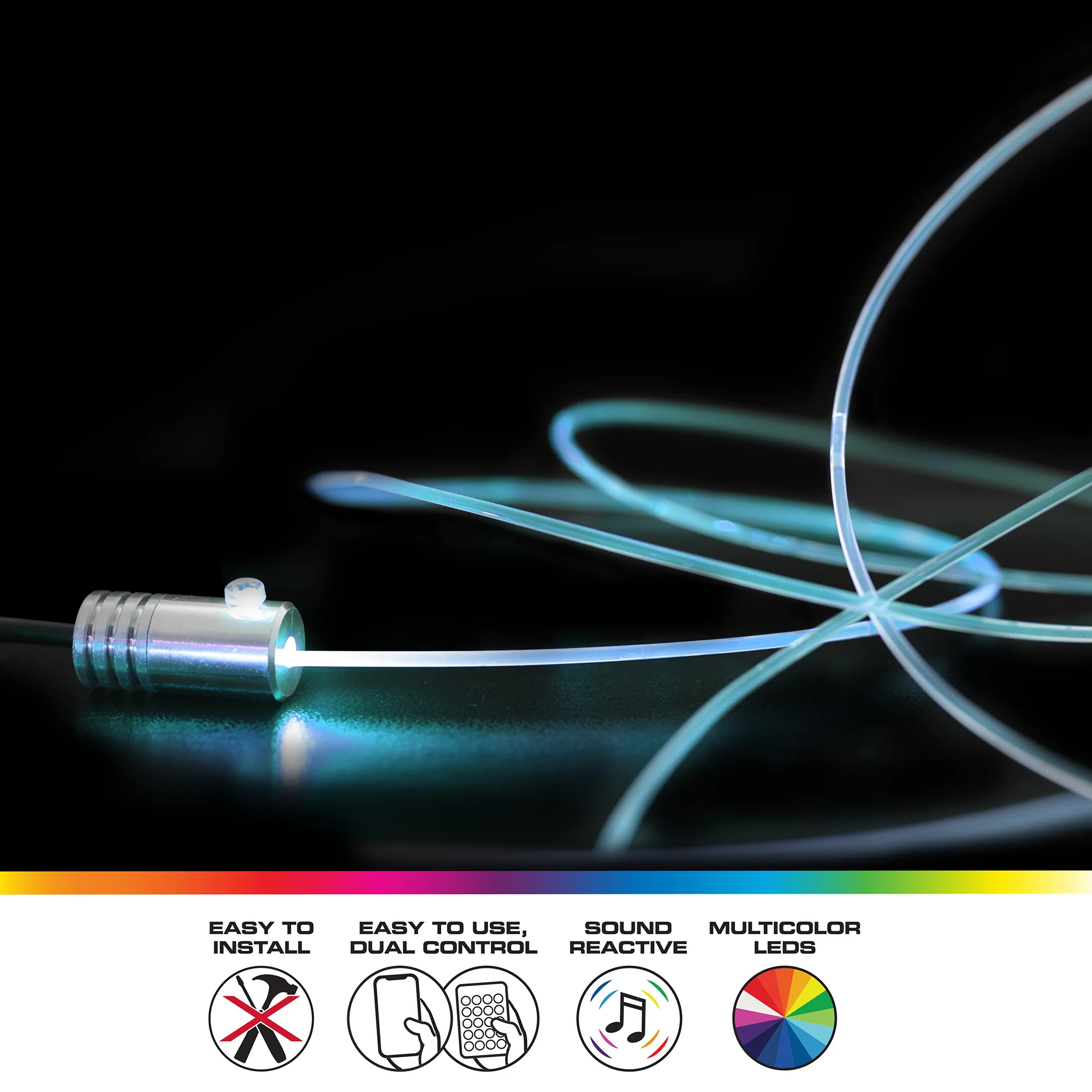 Smart Fiber Optic Wire Bluetooth Sound-Reactive Multi-Color Car Interior Lighting Kit - Image 3