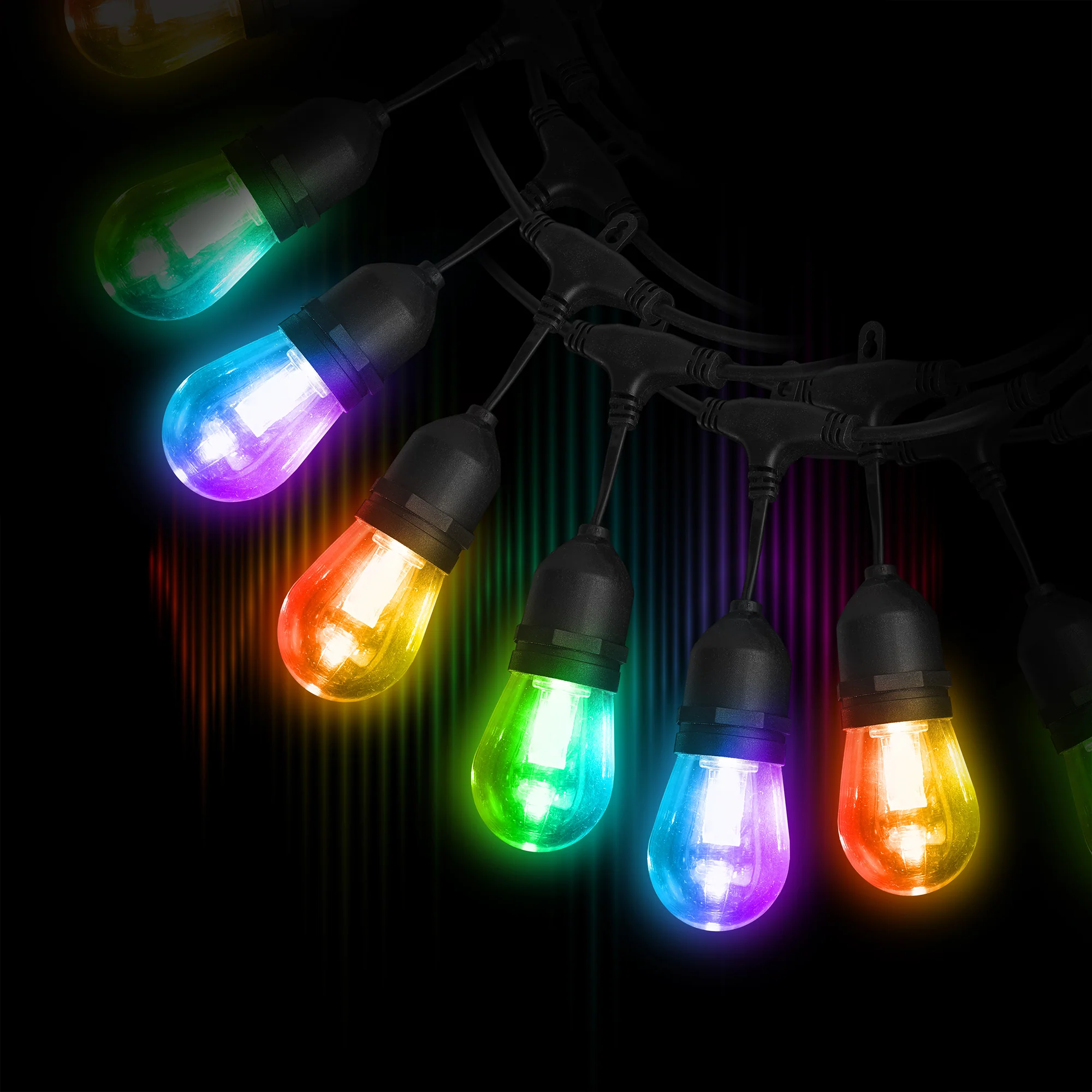 Smart App Wi-Fi 35ft Outdoor IP66 Weather & Water Resistant Bistro Patio LED String Light, Multi-Zone, Voice Control - Image 6
