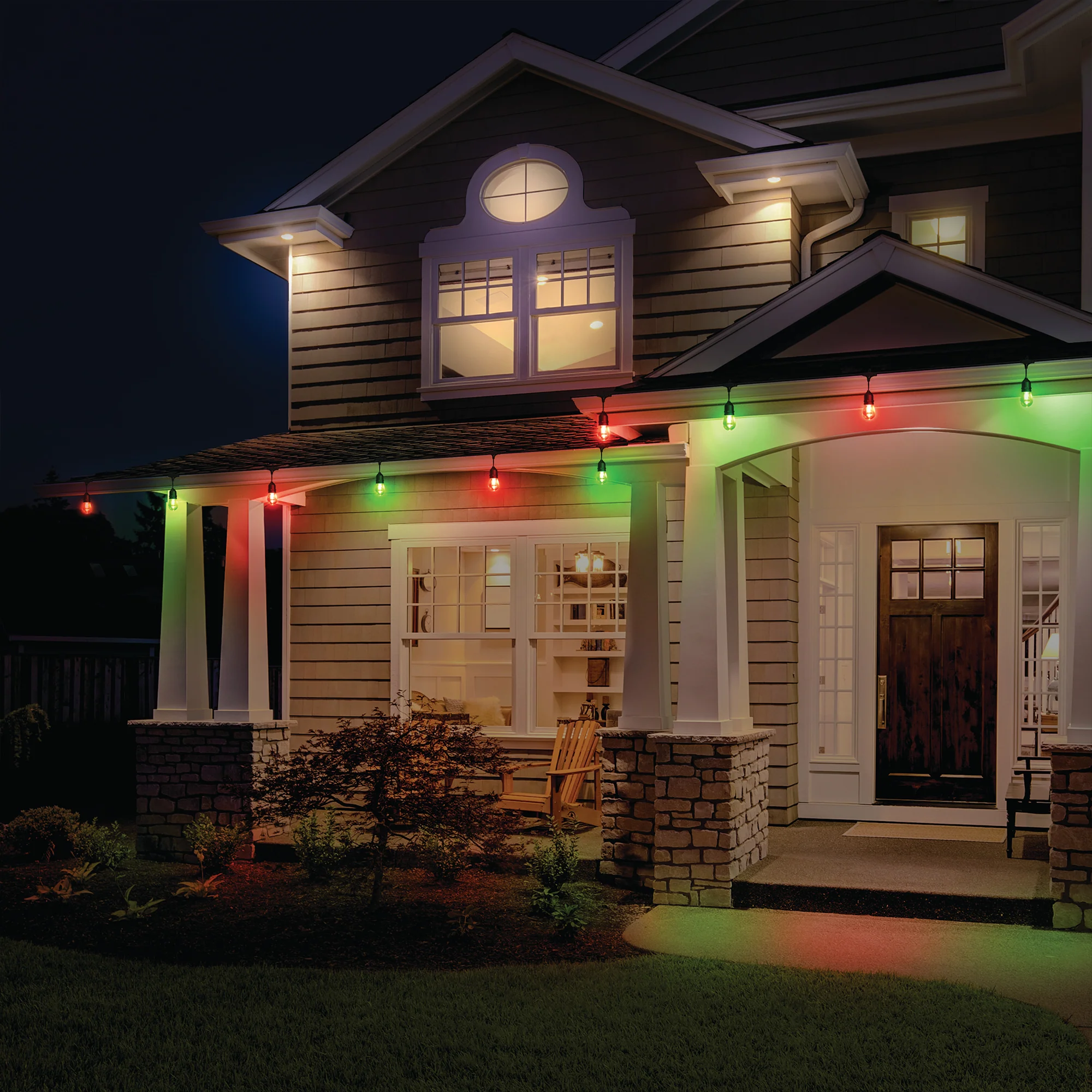 Smart App Wi-Fi 35ft Outdoor IP66 Weather & Water Resistant Bistro Patio LED String Light, Multi-Zone, Voice Control - Image 7
