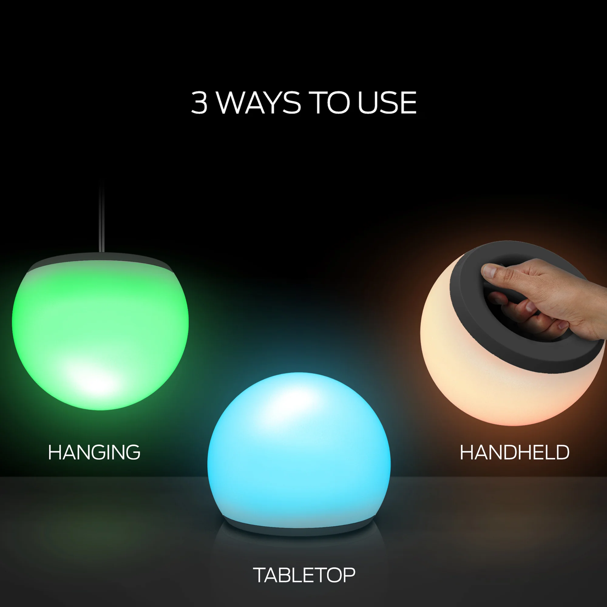 Smart 7" Portable Outdoor Multi-Color LED Light Orb, Rechargeable, Voice Control, IP66 Weather & Water Resistant - Image 4