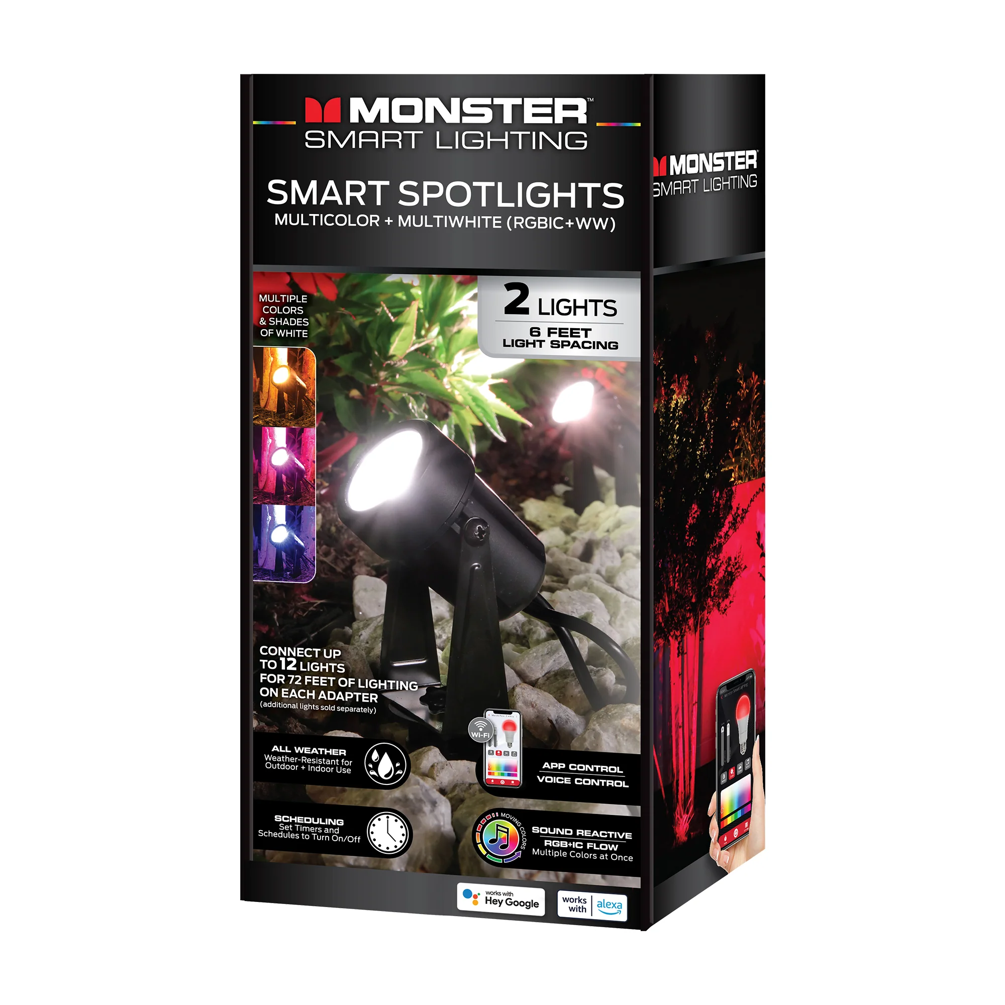 Smart Outdoor Sound Reactive Spotlights 2 Pack, Dimmable LEDs, IP66 Water & Weather Resistant - Image 8