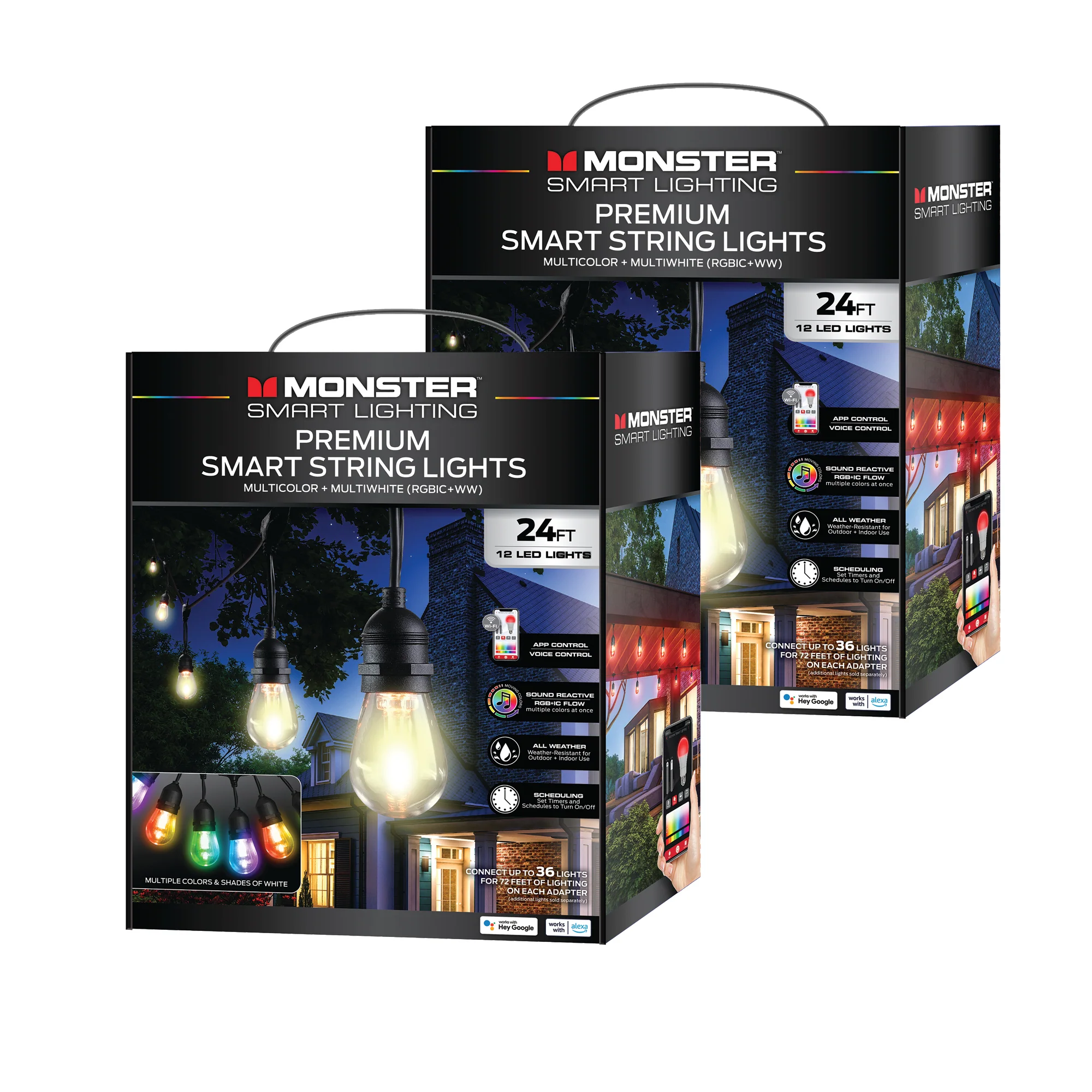 24ft Smart Sound Reactive String Bistro Color Flow Lights, IP66 Water & Weather Resistant - Image 9