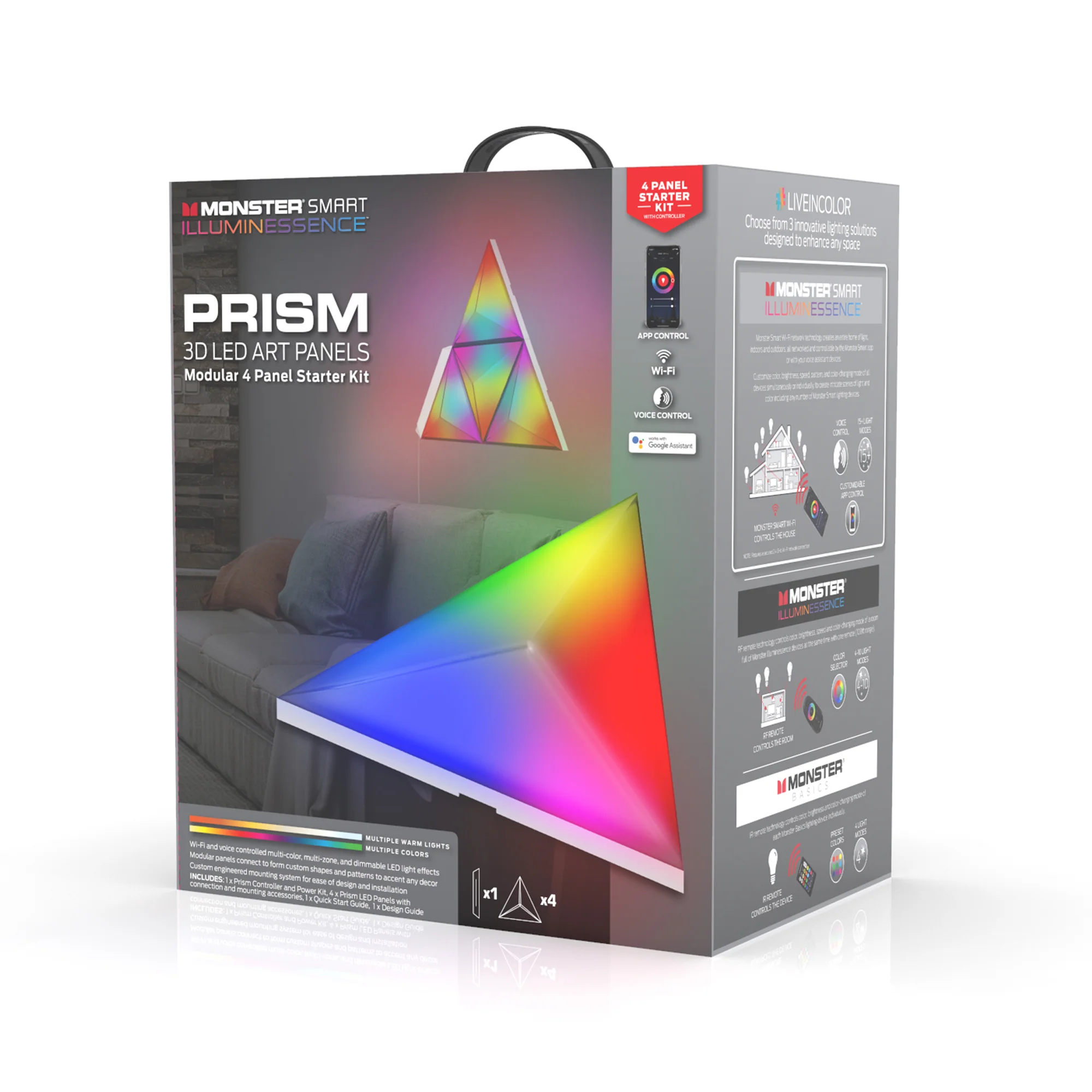 Smart Wi-Fi 3D 4-Panel Prism LED Art Panel Starter Kit - Image 8